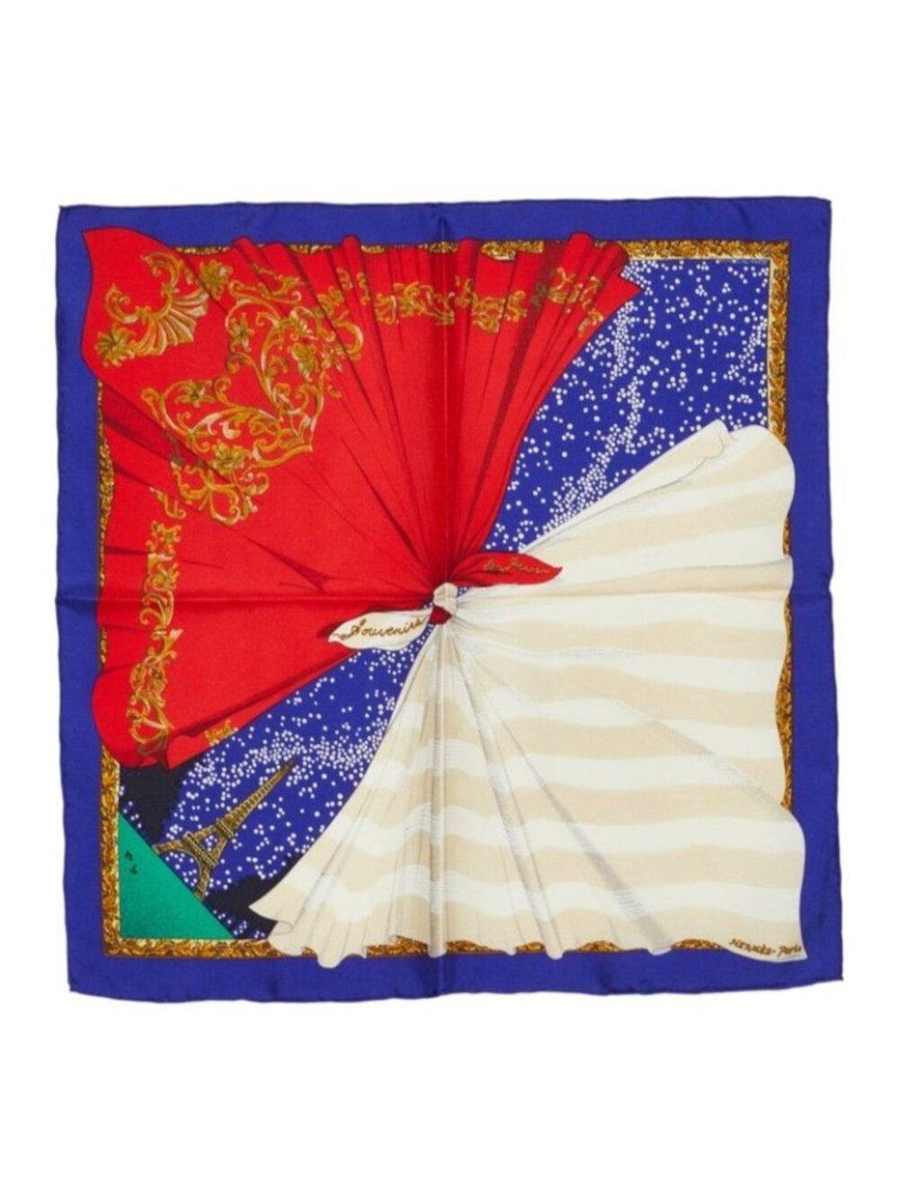 Hermes Carre 45 Souvenirs de Paris Memories of Scarf Multicolor Silk